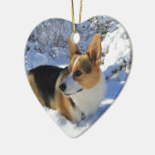 Walisercorgi-Schnee-Tag Keramikornament (Links)