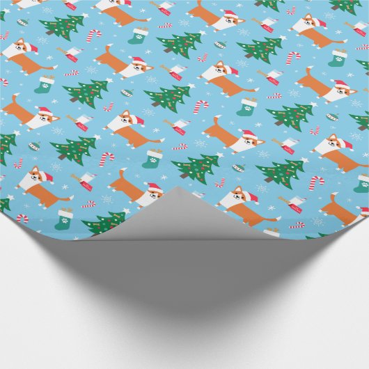 Walisercorgi-WeihnachtsPackpapier Geschenkpapier (Ecke)