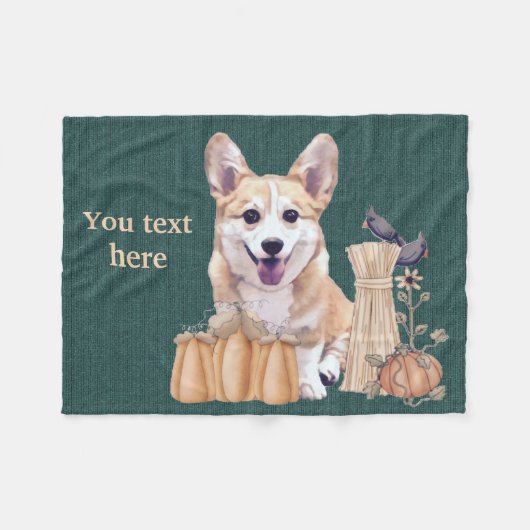 Walisercorgi-Welpe im Herbst Fleecedecke (Vorderseite (Horizontal))