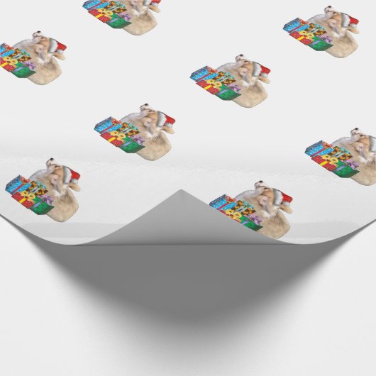 Walisercorgi-Welpe mit Weihnachtsmannmütze Geschenkpapier (Ecke)