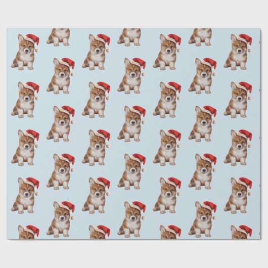 WaliserCorgiwelpe im roten Hut von Weihnachtsmann Geschenkpapier (Flach)