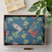 Waliserkostüm und -embleme auf blauem Seidenpapier (Geschenk)