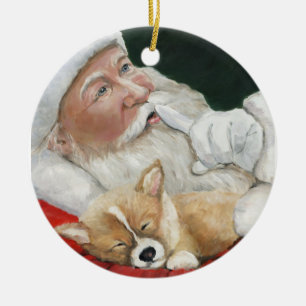 WaliserPembrokeCorgi und Sankt-Kunst-Verzierung Keramikornament