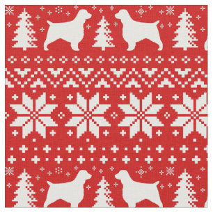 Waliserspringer-Spaniels-Weihnachtsmuster-Rot Stoff
