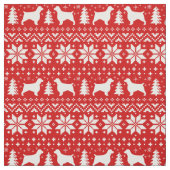 Waliserspringer-Spaniels-Weihnachtsmuster-Rot Stoff (Muster)