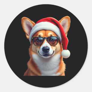 Walish Corgi Weihnachtskraut Weihnachten Weihnacht Runder Aufkleber