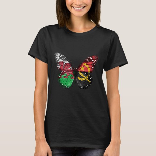 Walisisch Angolan Flag Butterfly T-Shirt (Vorderseite)