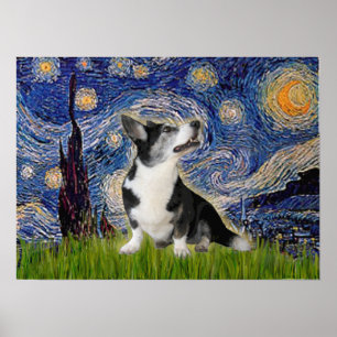 Walisisch Corgi Bi    BlackStarry Night Poster