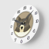 Walisisch Corgi Hundeuhr Runde Wanduhr (Winkel)