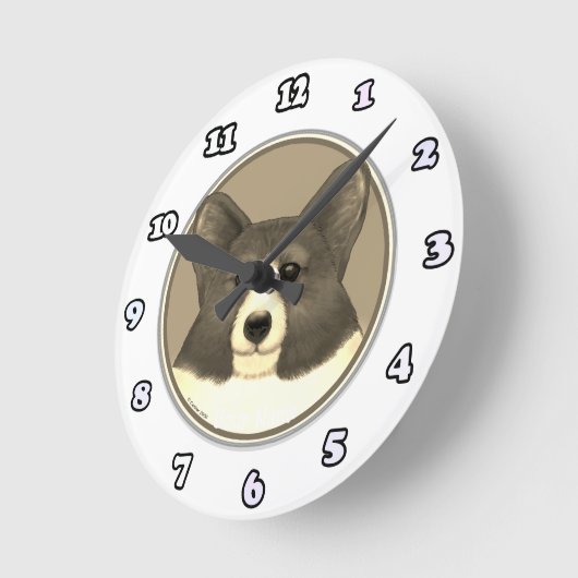 Walisisch Corgi Hundeuhr Runde Wanduhr (Winkel)