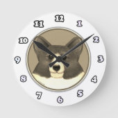 Walisisch Corgi Hundeuhr Runde Wanduhr (Vorderseite)