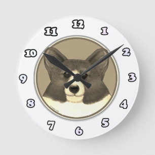 Walisisch Corgi Hundeuhr Runde Wanduhr