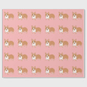 Walisisch Corgi Print Pink Wrapping Paper Geschenkpapier (Flach)