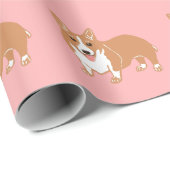 Walisisch Corgi Print Pink Wrapping Paper Geschenkpapier (Rolleneckpunkt)