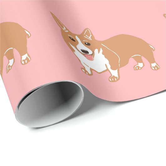 Walisisch Corgi Print Pink Wrapping Paper Geschenkpapier (Rolleneckpunkt)