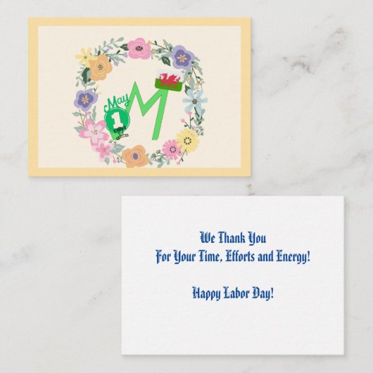 Walisisch - Mai Tag Dankeschön Karten (Vorne/Hinten)