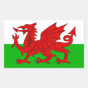 Walisisch / Wales Flag - Cymru Hochwertiges Bild Rechteckiger Aufkleber