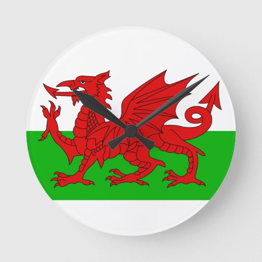 Walisisch / Wales Flag - Cymru Hochwertiges Bild Runde Wanduhr (Vorderseite)