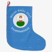 Walisische Angel Hanukka Flag Personalisiert Großer Weihnachtsstrumpf (Vorderseite)