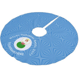 Walisische Angel Hanukka Flag Personalisiert Polyester Weihnachtsbaumdecke