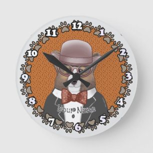 Walisische Corgi-Brille Runde Wanduhr