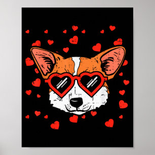 Walisische Corgi-Gesicht Herz Gles Süße Valentinst Poster