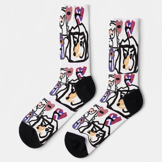 Walisische Corgi-Herzen Socken (Linkes Detail)