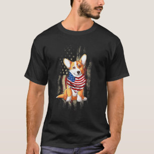 Walisische Corgi-Hund Amerikanische Flagge 4. Juli T-Shirt