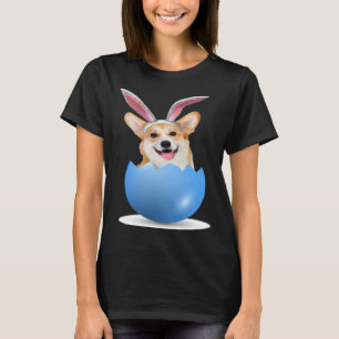 Walisische Corgi-Hund Ostern Hase Farbige Eier Jag T-Shirt