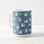 Walisische Corgi Knochen und Herzen mit Namen Kaffeetasse (Vorderseite Links)
