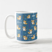 Walisische Corgi Knochen und Herzen mit Namen Kaffeetasse (Links)