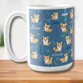 Walisische Corgi Knochen und Herzen mit Namen Kaffeetasse