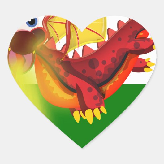 Walisische Drache Herz-Aufkleber (Vorderseite)