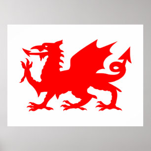 Walisische Drachenflagge, Wales Drachenflagge, Eng Poster