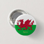 Walisische Flag & Wales Modepatriot, Sport / Cymru Button (Vorne & Hinten)