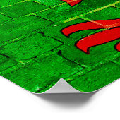 Walisische Flagge an einer Ziegelmauer Poster (Ecke)