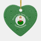 Walisische Flagge Angel Weihnachtsgrün Keramik Ornament (Vorne)