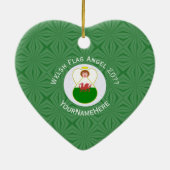 Walisische Flagge Angel Weihnachtsgrün Keramik Ornament (Hinten)