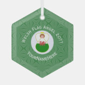 Walisische Flagge Angel Weihnachtsgrün Ornament Aus Glas (Vorderseite)
