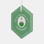Walisische Flagge Angel Weihnachtsgrün Ornament Aus Glas (Vorderseite Links)
