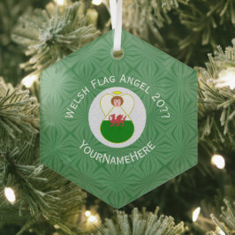 Walisische Flagge Angel Weihnachtsgrün Ornament Aus Glas