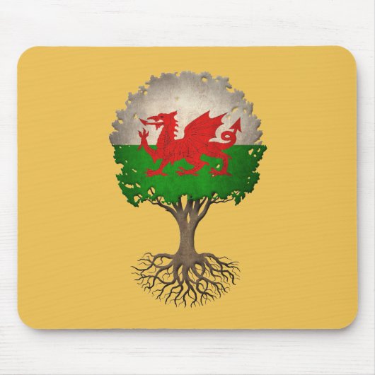 Walisische Flagge Baum des Lebens Anpassbar Mousepad (Vorne)