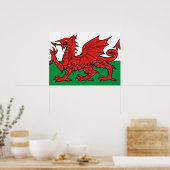 Walisische Flagge, "Cymru am byth", Der rote Drach Poster (Küche)