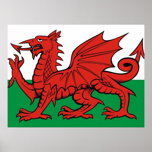 Walisische Flagge, "Cymru am byth", Der rote Drach Poster (Vorne)