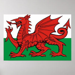 Walisische Flagge, "Cymru am byth", Der rote Drach Poster