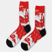 Walisische Flagge Design Socken (Linkes Detail)