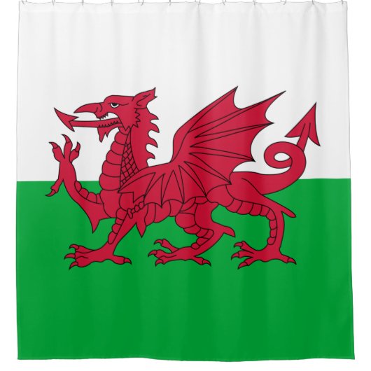 Walisische Flagge Duschvorhang (Vorderseite)