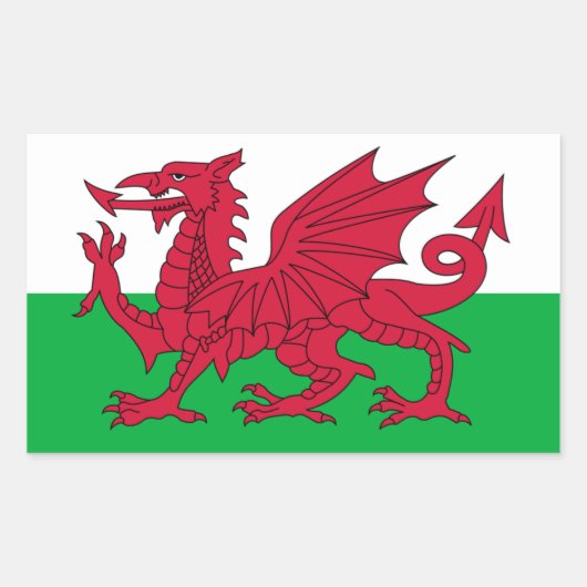 Walisische Flagge, Flagge von Wales Rechteckiger Aufkleber (Vorderseite)