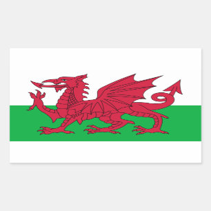 Walisische Flagge, Flagge von Wales Rechteckiger Aufkleber