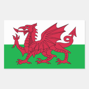 Walisische Flagge, Flagge Wales Rechteckiger Aufkleber
